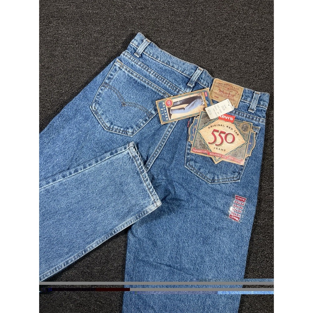 Vintage Deadstock Levi's 550 Jeans Men 33x34 (Fits 32x34) Blue Made In USA 90s